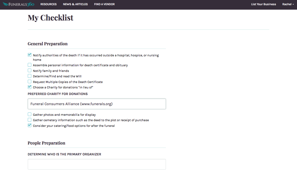 funeral checklist